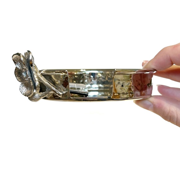 Verdici Design Silver Tone Flower Coaster Holder 4 Coasters Floral Shiny Italian - Picture 7 of 16